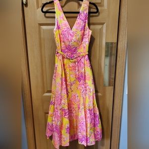 NWT Lilly Pulitzer Bri Midi Dress in Floral Coral